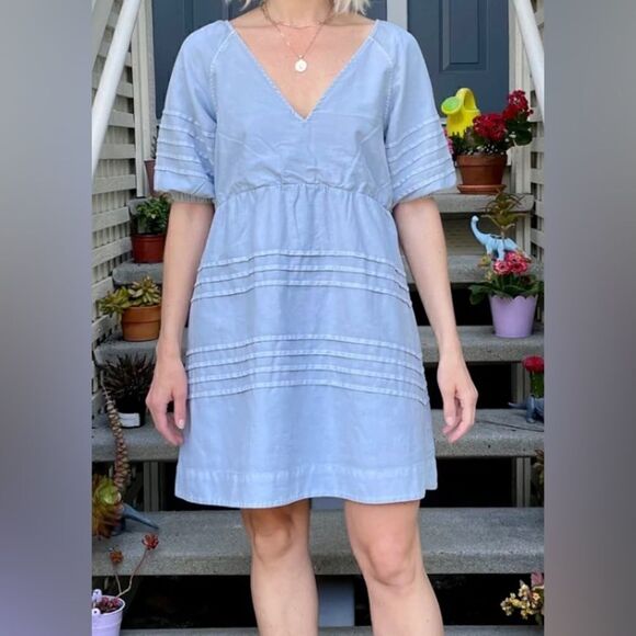 Babydoll Mini-Dress Seven For All Mankind Light Denim XL - Picture 1 of 9